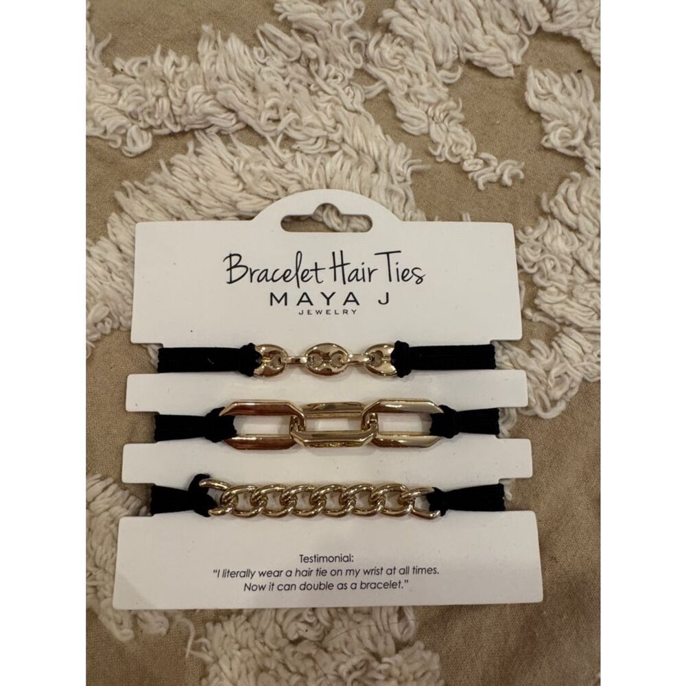 Maya Black and Gold Bracelet Hair Ties - Set of 3